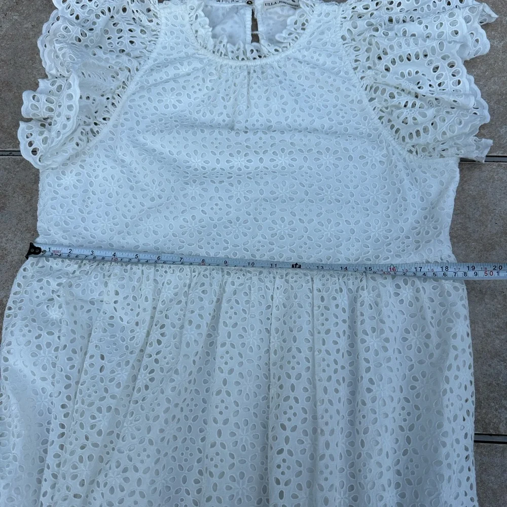 Ulla Johnson Norah Eyelet Mini Dress in White Short Sleeve Ruffle - Picture 10 of 11